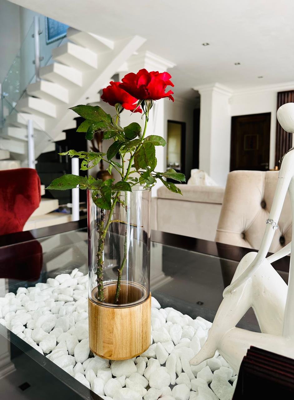 Acrylic & Wood Cylinder Vase