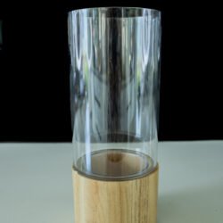 Acrylic vase_beige wood stand_empty