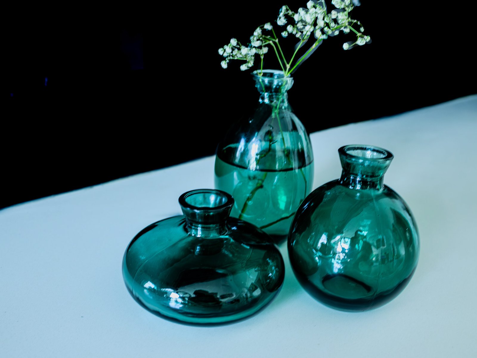 Aqua Glass Vase Trio