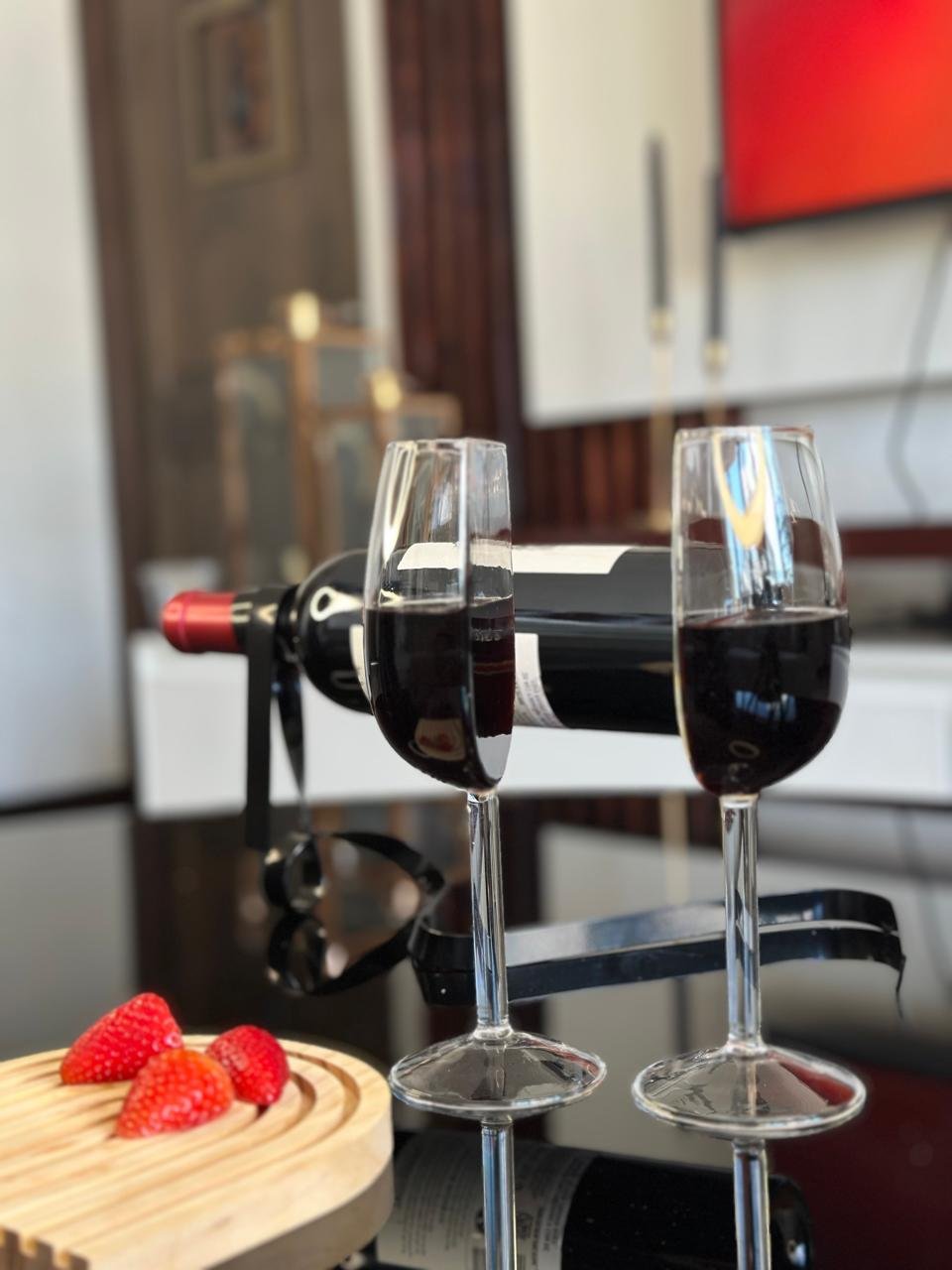 Half wine glasses_filled_coffee table_nice view