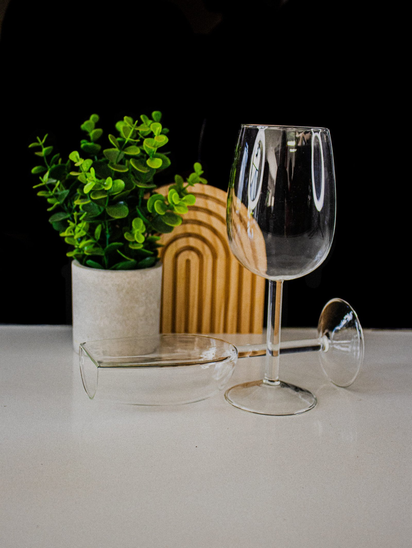 Half wine glasses_oval tray_plant_V3