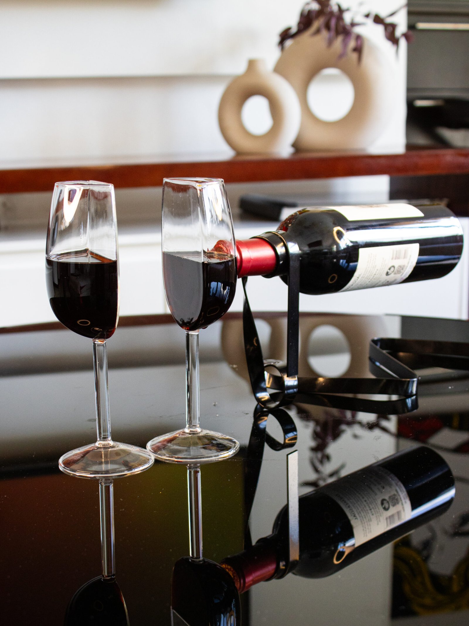 Half wine glasses_wine string_coffee table display