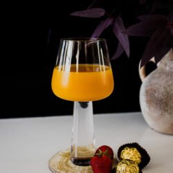 Single stand_wine glass_Filled_ Ferrero_Berry_pot plant