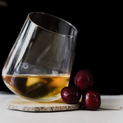 Whiskey glass_Filled_coaster_3 cherries