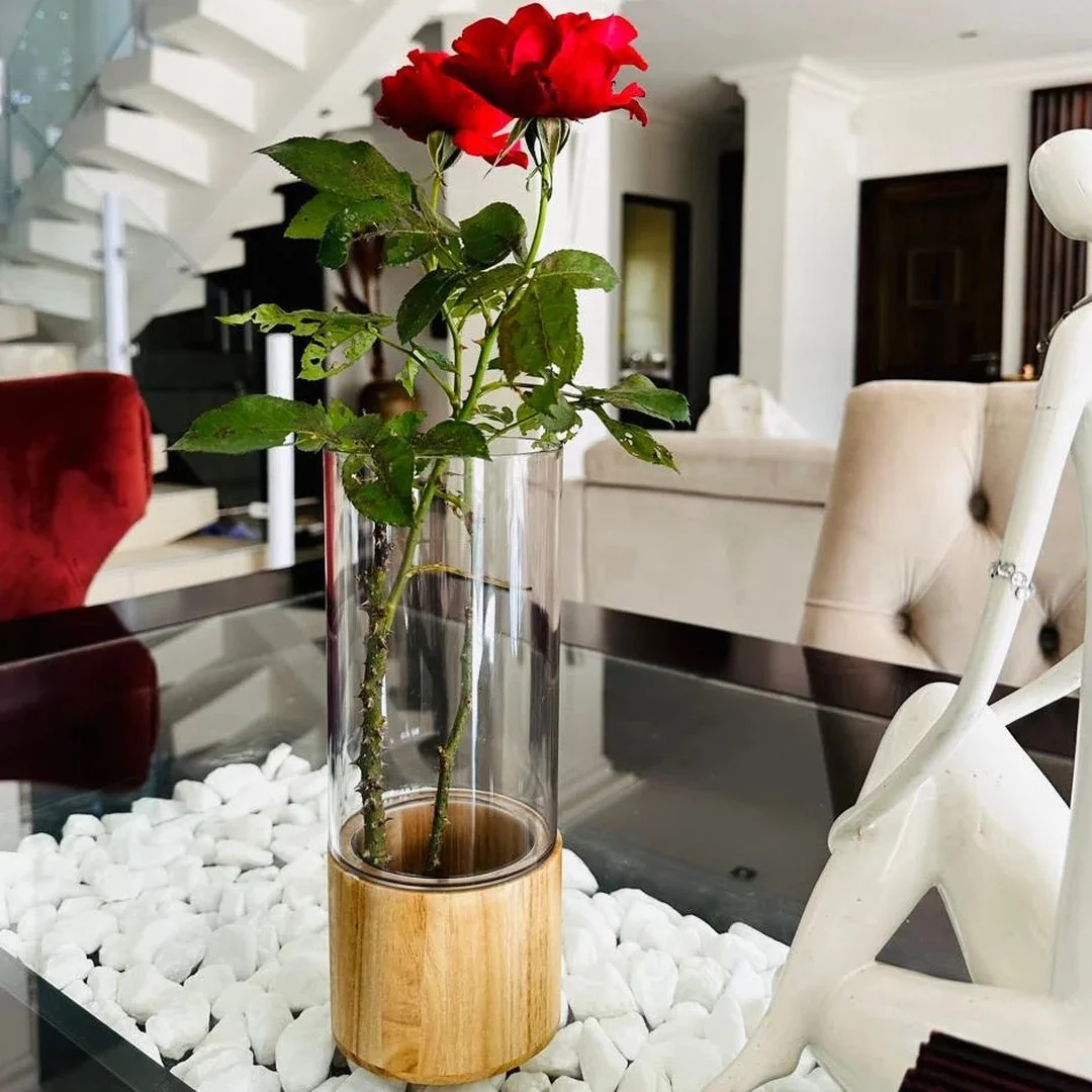 Acrylic & Wood Cylinder Vase