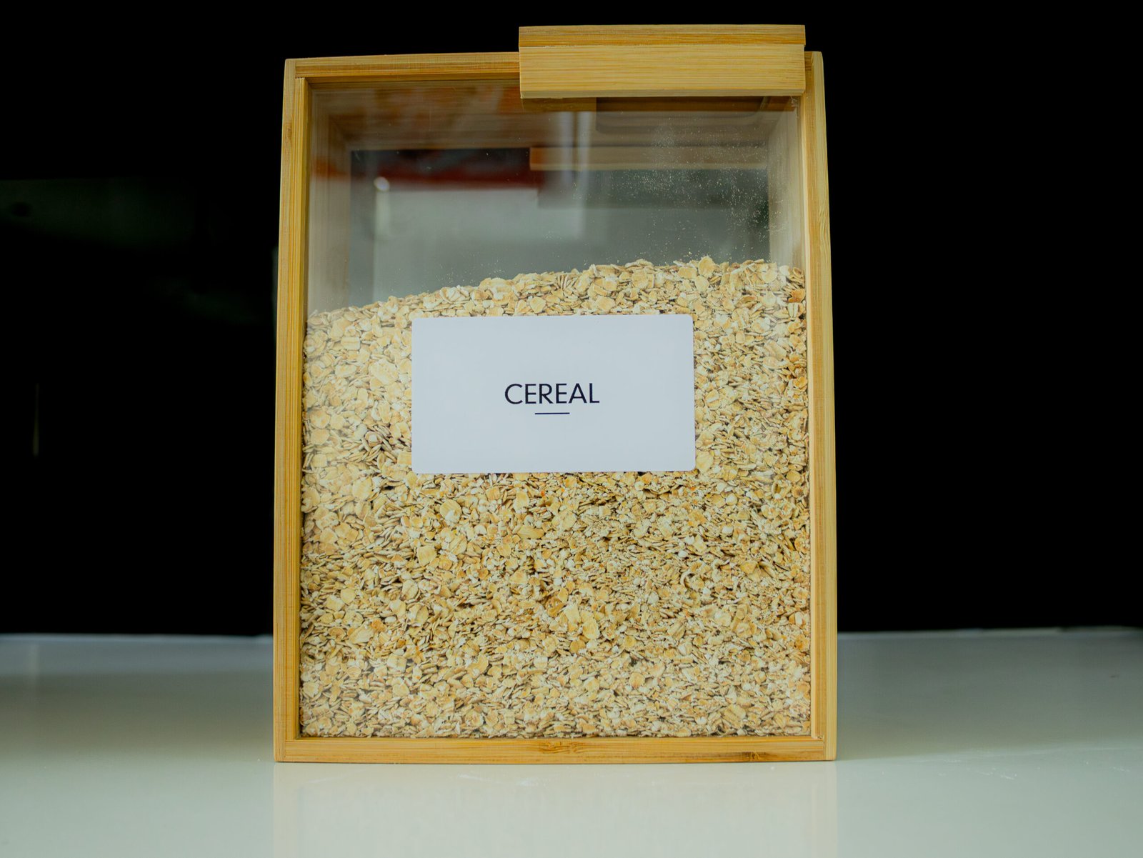 Bamboo Clear Food Dispenser With Label