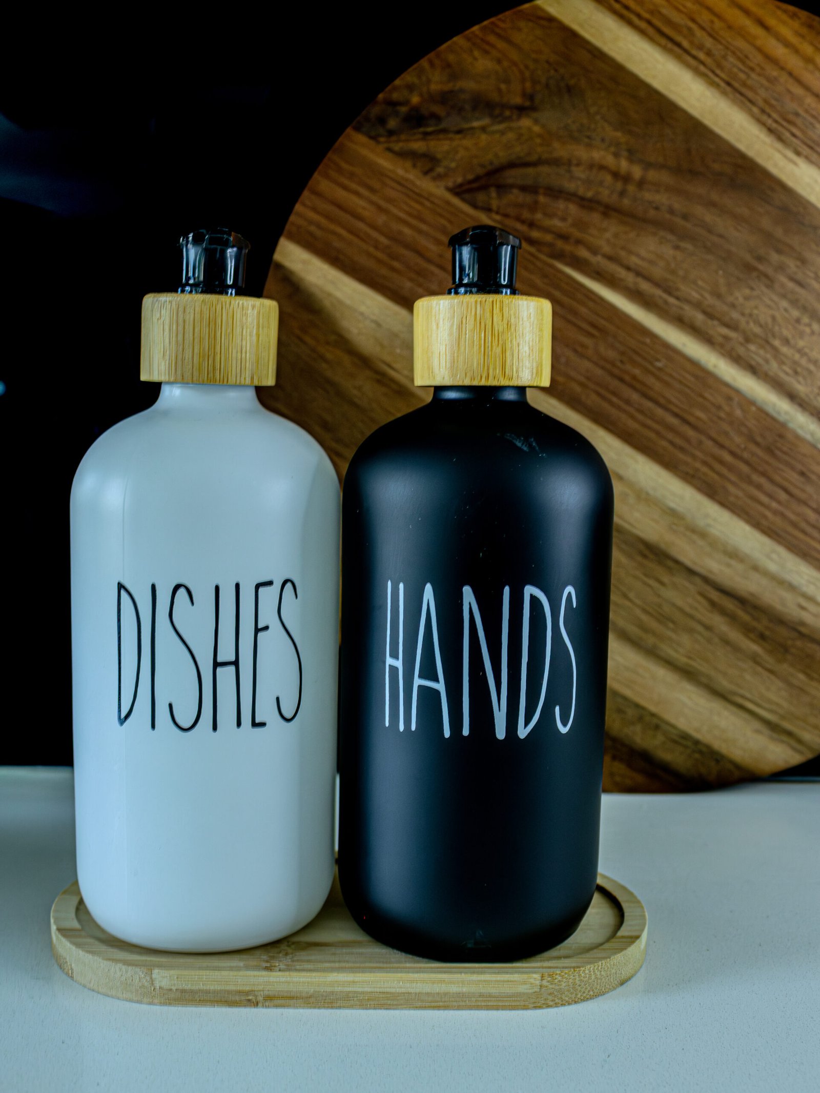 Kitchen Soap Dispensers With Wooden Tray