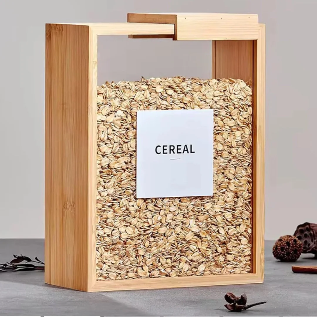 Bamboo Clear Food Dispenser With Label