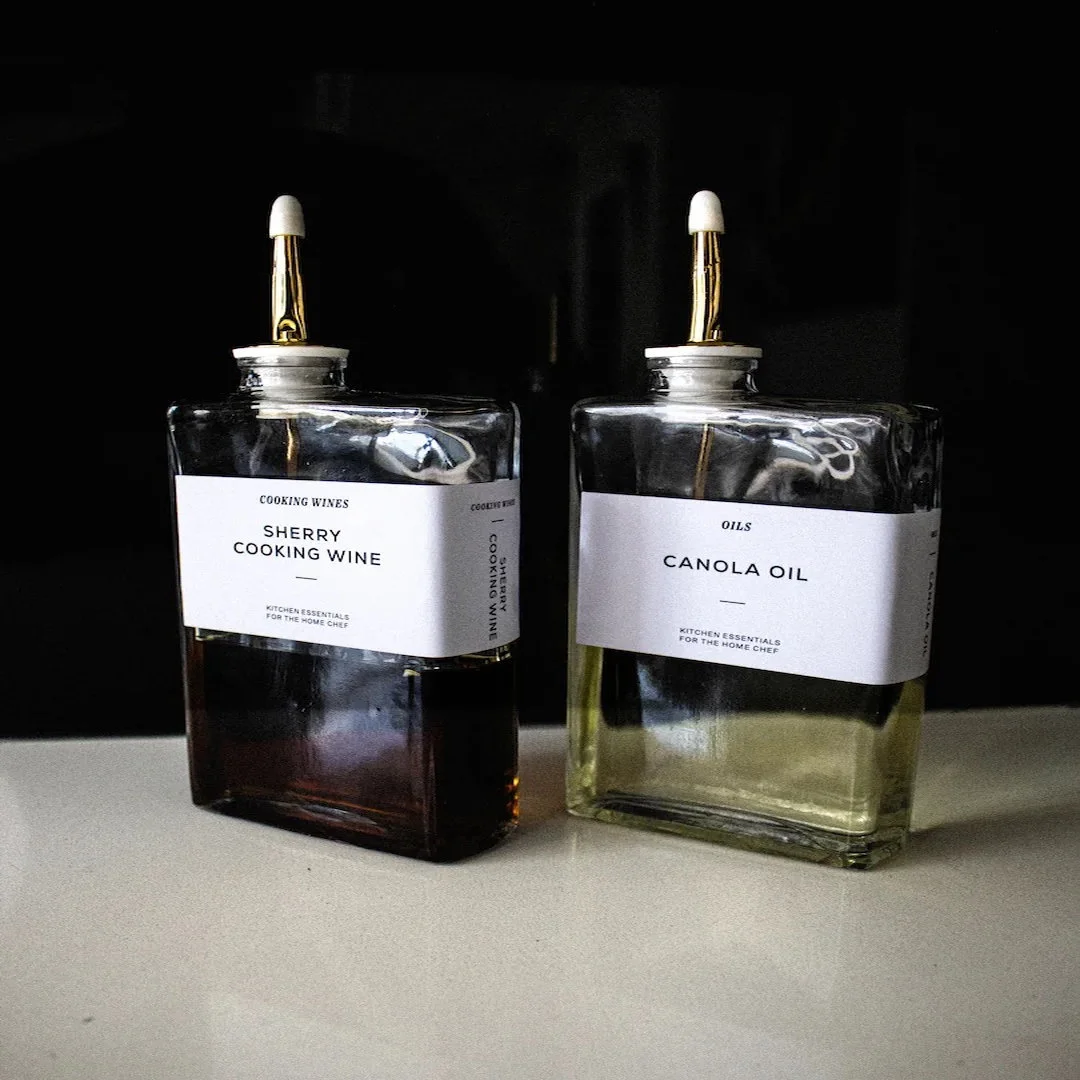 Kitchen Oil Dispensers Set With 20 Free Bottle Labels